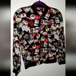 Ali Miles vintage size 6 "Traveling Stickers" Bomber Jacket.